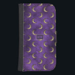 Purple and Gold Gothic Celestial Samsung S4 Wallet Case<br><div class="desc">Vintage gothic phone case featuring gold moons on a purple background.</div>