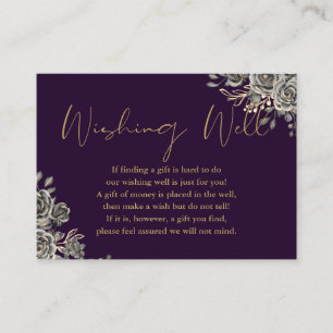 Purple And Gold Gothic Floral Wishing Well Wedding Enclosure Card