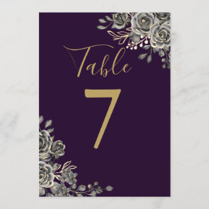 Purple And Gold Gothic Wedding Table Number