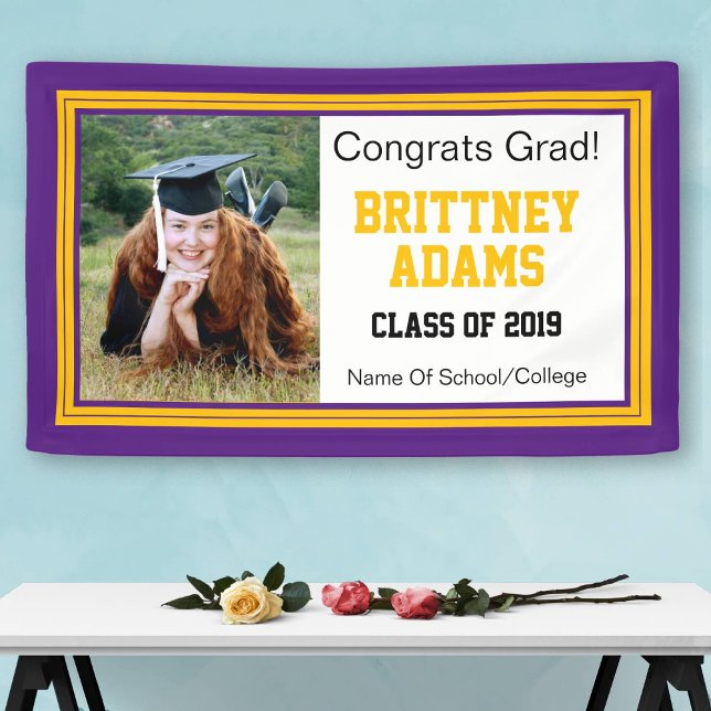 Purple and Gold Grad One Photo Banner (Creator Uploaded)