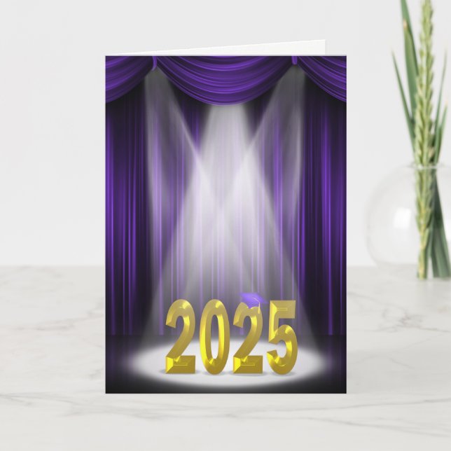Purple and Gold Graduation 2025 School Colours Card (Front)