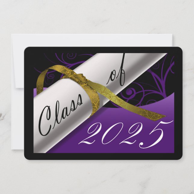 Purple and Gold Graduation Announcement (Front)