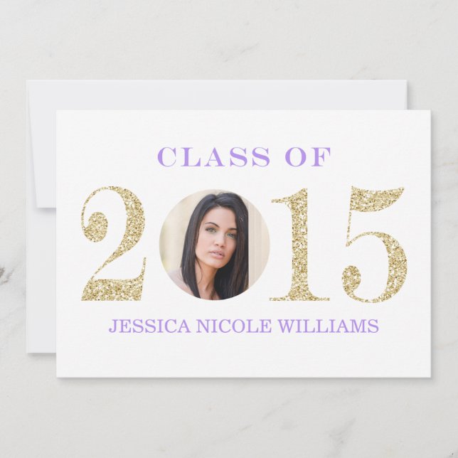 Purple and Gold Graduation Invitations (Front)