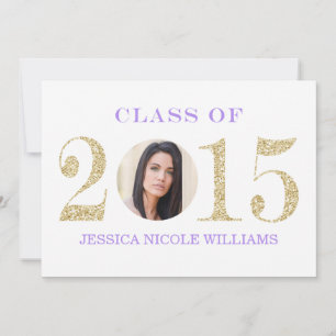 Purple and Gold Graduation Invitations