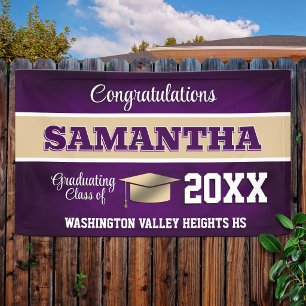 Purple and Gold Graduation Party Banner