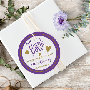 Purple And Gold Graduation Party Thank You Favour  Favour Tags