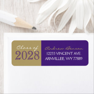 Purple and Gold Graduation Return Address Label