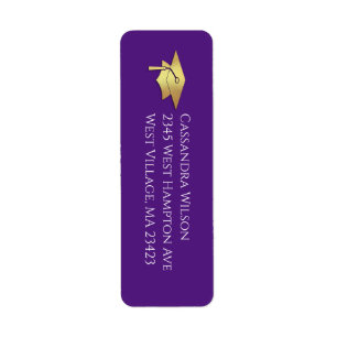 Purple and Gold Graduation Return Address Label
