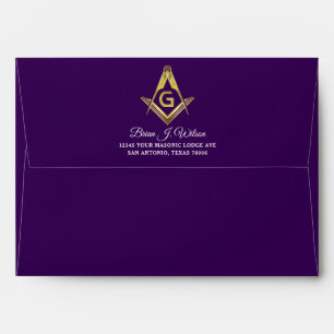 Purple and Gold Grand Lodge Masonic Return Address Envelope