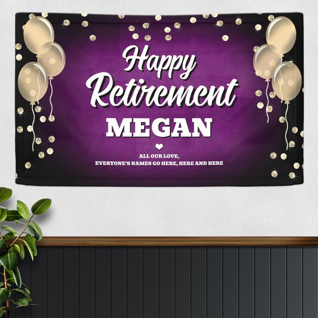 Purple and Gold Happy Retirement  Banner (Creator Uploaded)