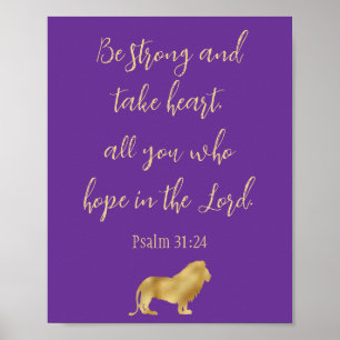 Purple and Gold Hope in the Lord Lion Poster