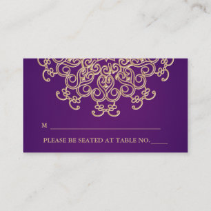 Purple and Gold Indian Inspired Seating Place Card