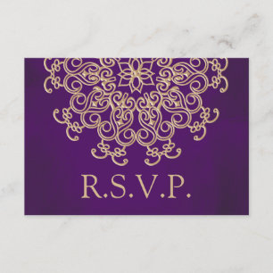 PURPLE AND GOLD INDIAN RESPONSE RSVP CARD