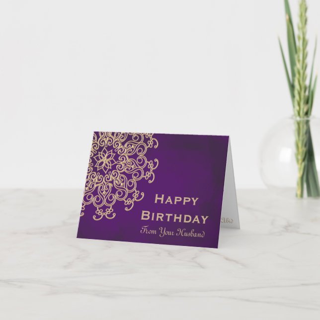 PURPLE AND GOLD INDIAN STYLE BIRTHDAY CARD (Front)