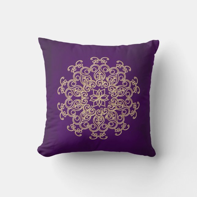 PURPLE and Gold Indian Style Cushion (Front)