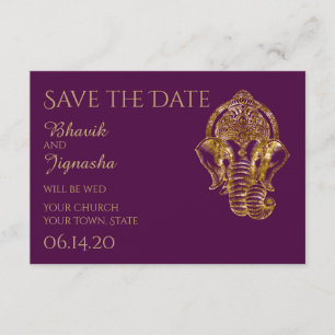 Purple and Gold Indian Wedding Save the Date