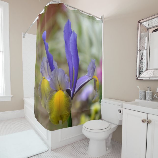 Purple And Gold Iris Shower Curtain (In Situ)