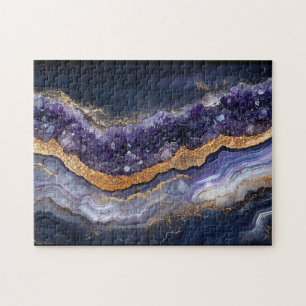 Purple and Gold Layered Geode Jigsaw Puzzle