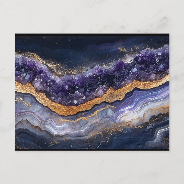 Purple and Gold Layered Geode Postcard (Front)