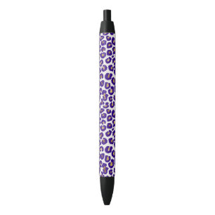 Purple and Gold Leopard Pattern Black Ink Pen