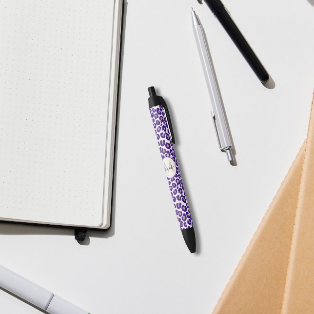 Purple and Gold Leopard Pattern Blue Ink Pen (Creator Uploaded)