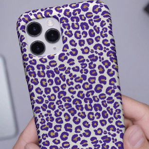 Purple and Gold Leopard Pattern iPhone 15 Pro Max Case