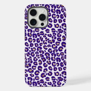 Purple and Gold Leopard Pattern iPhone 15 Pro Max Case