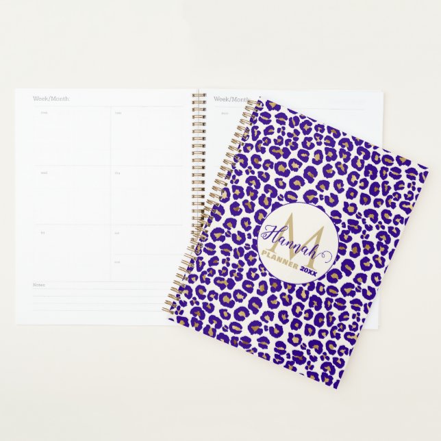 Purple and Gold Leopard Pattern Planner (Display)