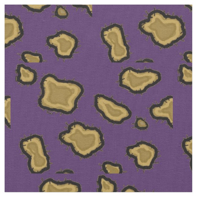 Purple and Gold Leopard Print Fabric (Close Up)