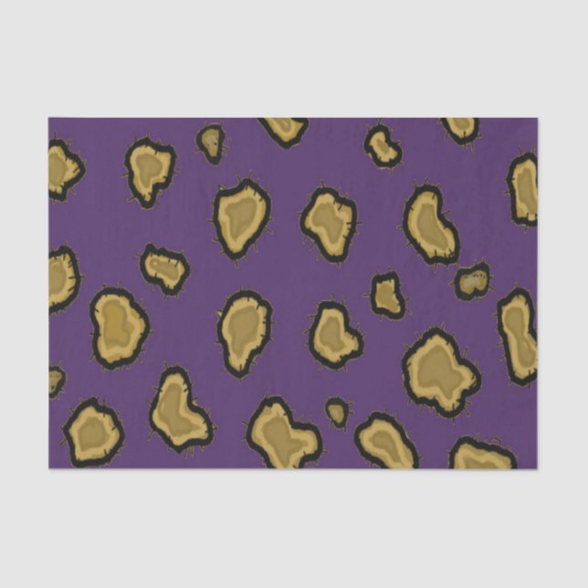 Purple and Gold Leopard Print Tissue Paper (Front)