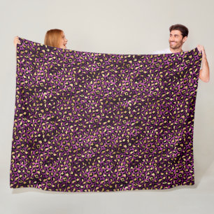 Purple and Gold Leopard Series Design 1 Fleece Blanket