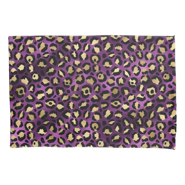 Purple and Gold Leopard Series Design 1 Pillowcase (Front)