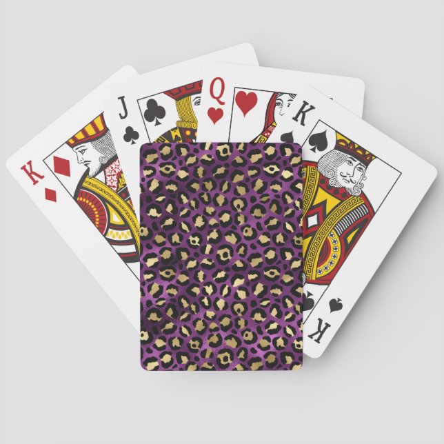 Purple and Gold Leopard Series Design 1 Playing Cards (Back)