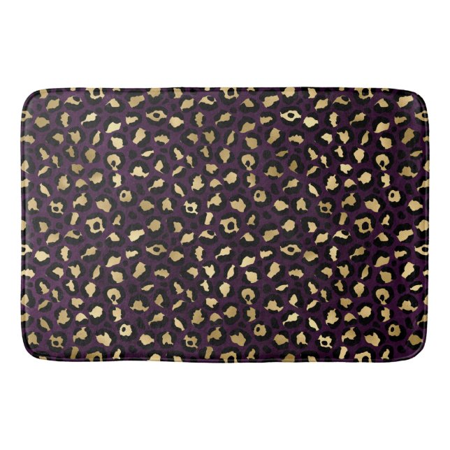 Purple and Gold Leopard Series Design 2 Bath Mat (Front)