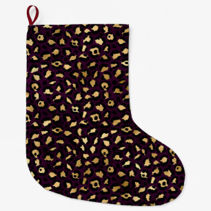 Purple and Gold Leopard Series Design 2 Large Christmas Stocking