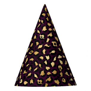 Purple and Gold Leopard Series Design 2 Party Hat