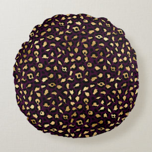 Purple and Gold Leopard Series Design 2 Round Cushion
