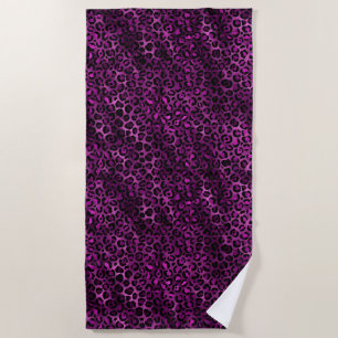 Purple and Gold Leopard Series Design 3 Beach Towel