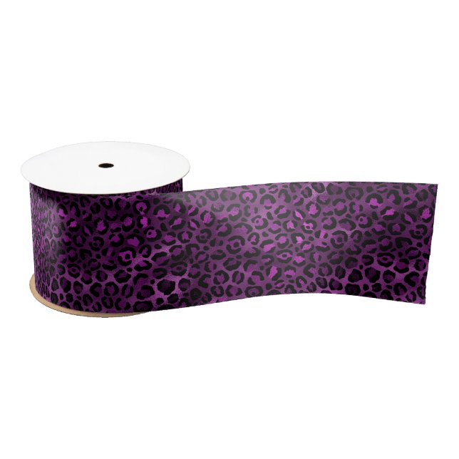 Purple and Gold Leopard Series Design 3 Satin Ribbon (Spool)