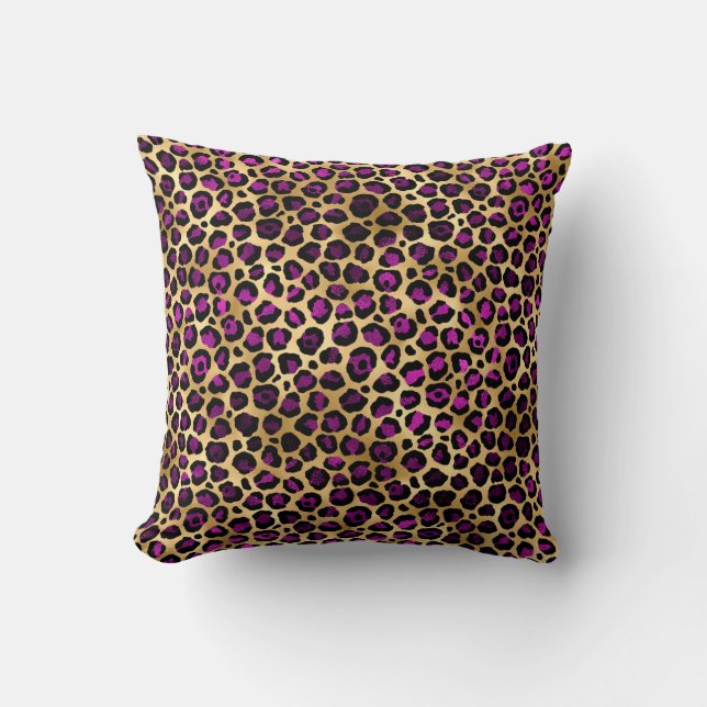 Purple and Gold Leopard Series Design 4 Cushion (Front)