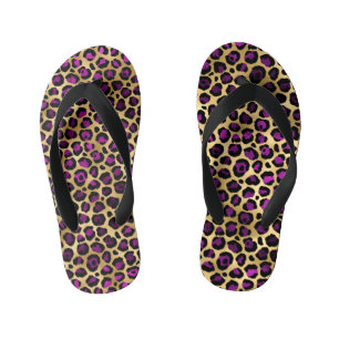 Purple and Gold Leopard Series Design 4 Kid's Thongs