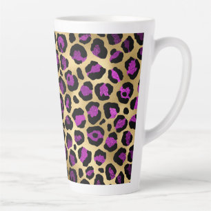 Purple and Gold Leopard Series Design 4 Latte Mug