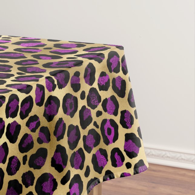 Purple and Gold Leopard Series Design 4 Tablecloth (In Situ)