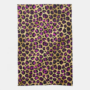 Purple and Gold Leopard Series Design 4 Tea Towel