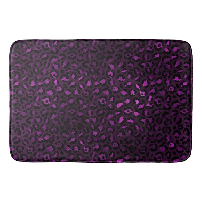 Purple and Gold Leopard Series Design 5 Bath Mat (Front)