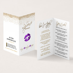 Purple and Gold Lip Instructions Business Card
