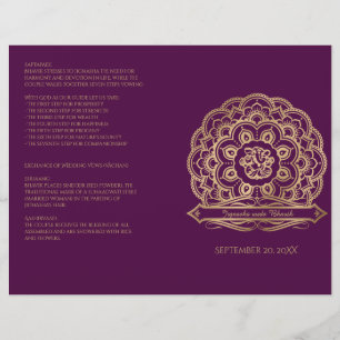 Purple and Gold Mandala Hindu Wedding Program