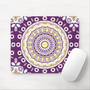 Purple and Gold Mandala Pattern Mouse Pad