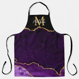 Purple and Gold Marble Agate Apron