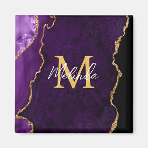 Purple and Gold Marble Agate Magnet